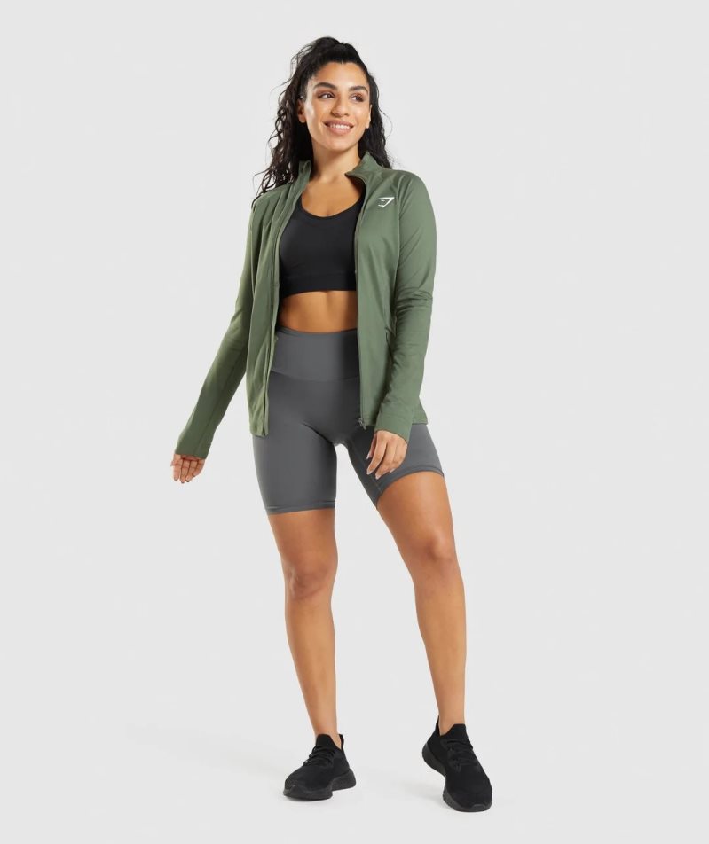 Kurtka Gymshark Treningowe Damskie Oliwkowe | PL 439ISM